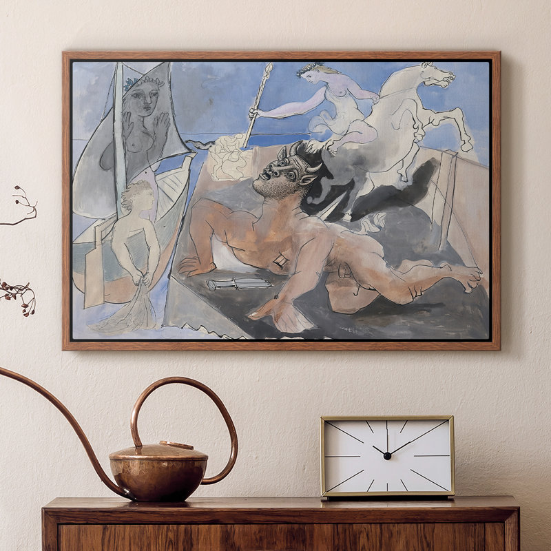Composition with Minotaur, 1936 - Pablo Picasso, toile tendue avec châssis, Noyer, 16 x 24
