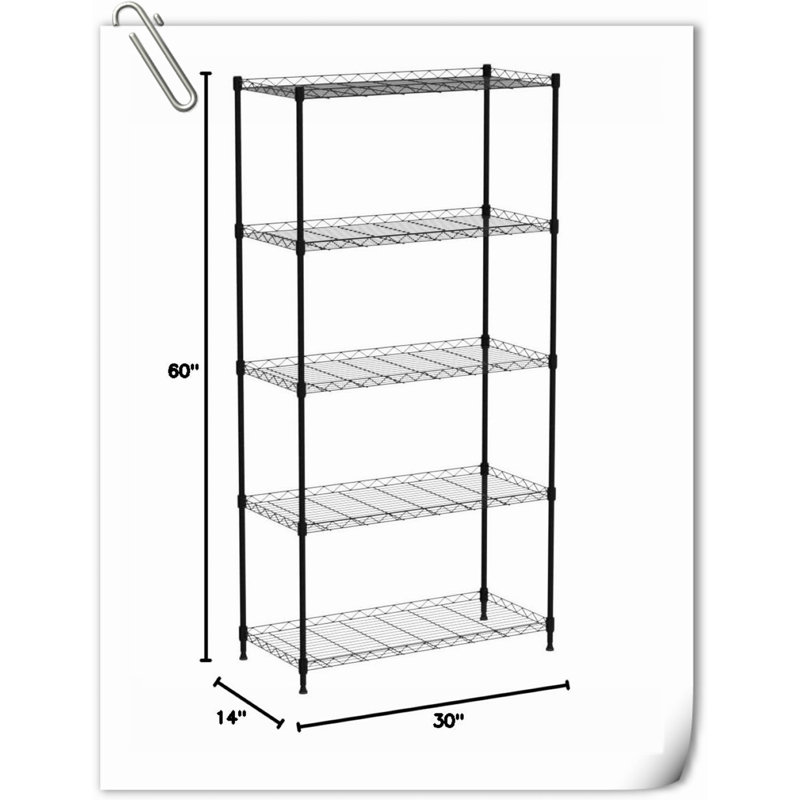 Étagère de rangement en métal l 30 po, H 60 po x l 30 po x P 14 po, Noir