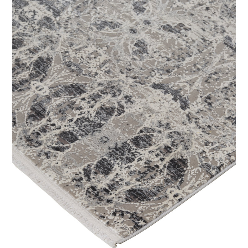 Lindstra Oriental Area Rug in Warm Gray, Rectangle 9'9" x 13'2"