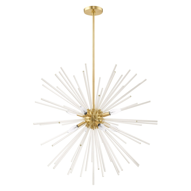 Lustre sphérique spoutnik à 8 lumières Ryzen, H 38 po x l 34 po x P 34 po, Laiton satiné