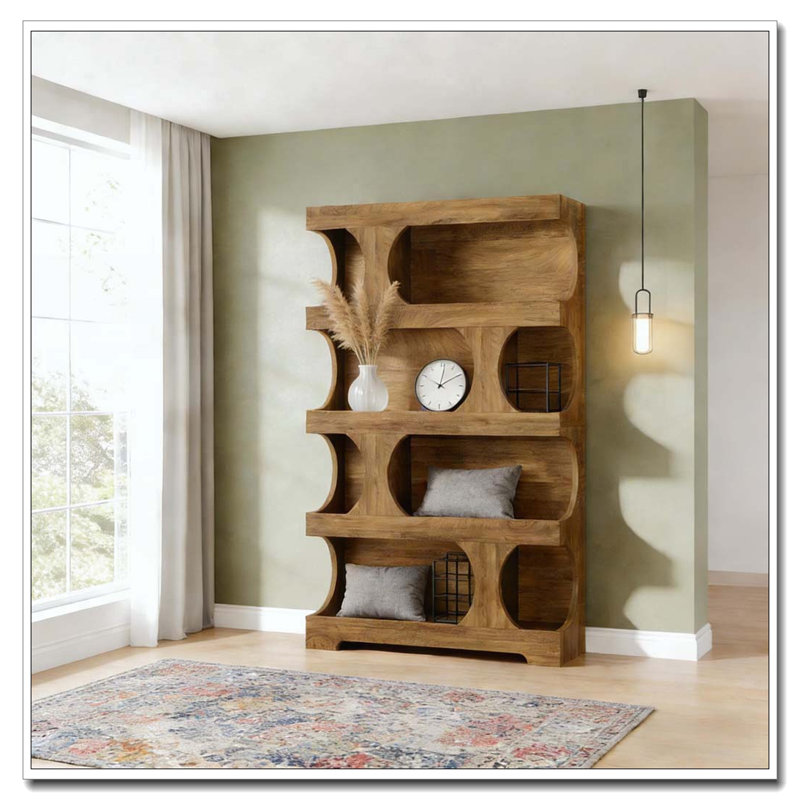 Bibliothèque de rangement en forme de S, Brun