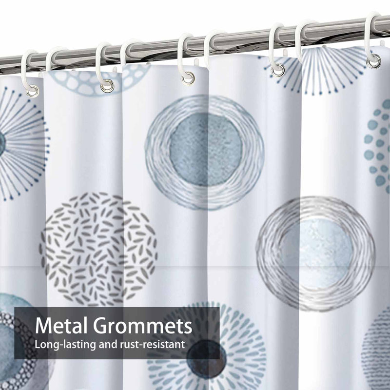 Rideau de douche sans couture à cercles abstraits avec 12 crochets, L 72 po x l 78 po