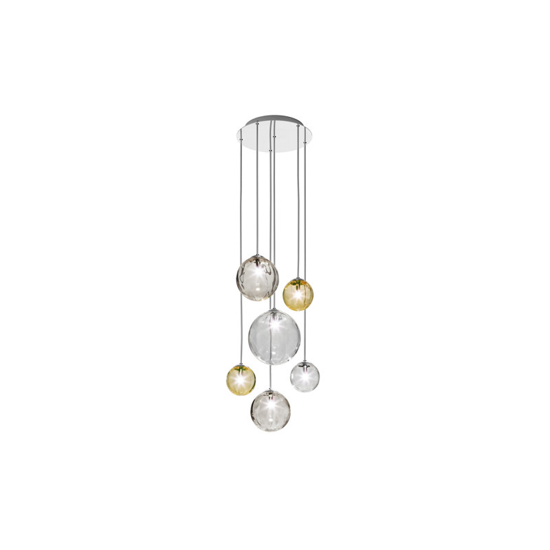 Puppet 6 - Light Pendant, Crystal Transparent/Smoky Transparent, Glossy Chrome
