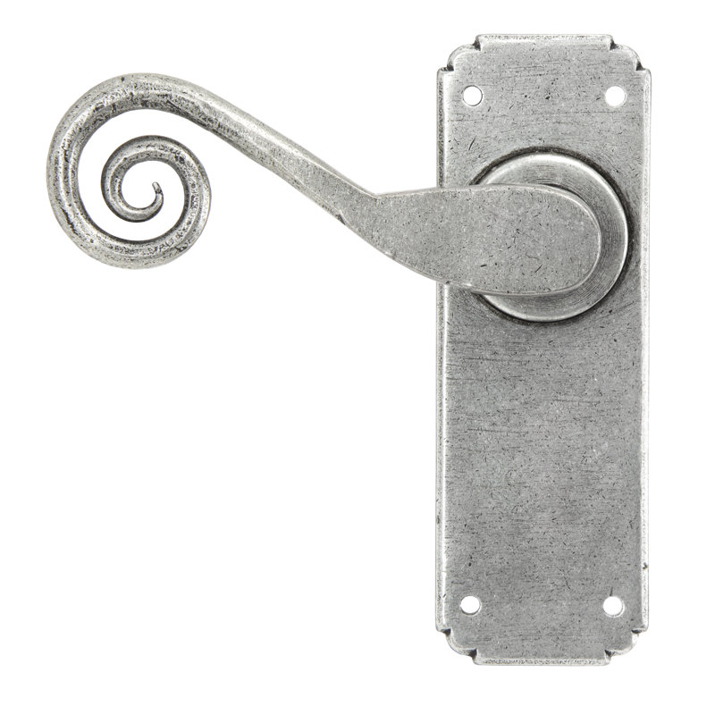 Monkeytail Lever Latch Set, Pewter Patina