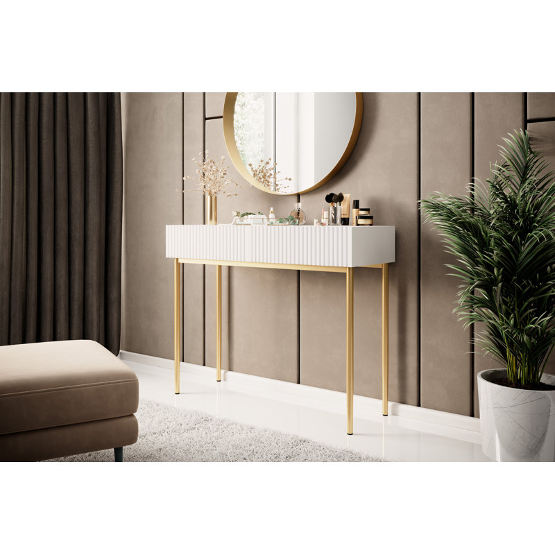 Aleetha Writing Desk, White/Gold