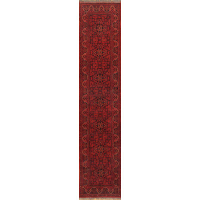 Tapis de couloir oriental en coton / laine noué à la main 2 pi 9 po x 12 pi 7 po Oriental