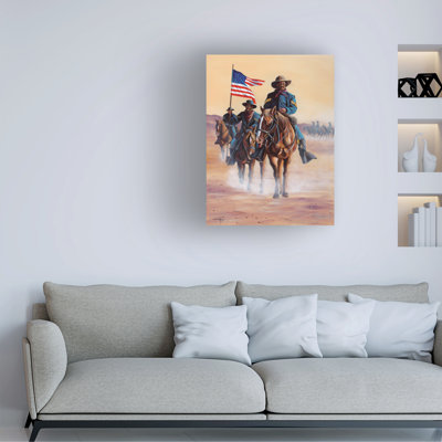 Art mural sur toile tendue - «Geno Pe Peuples» Buffalo Militaires, décoration murale pour le salon, la chambre à coucher ou le bureau - 14 x 19