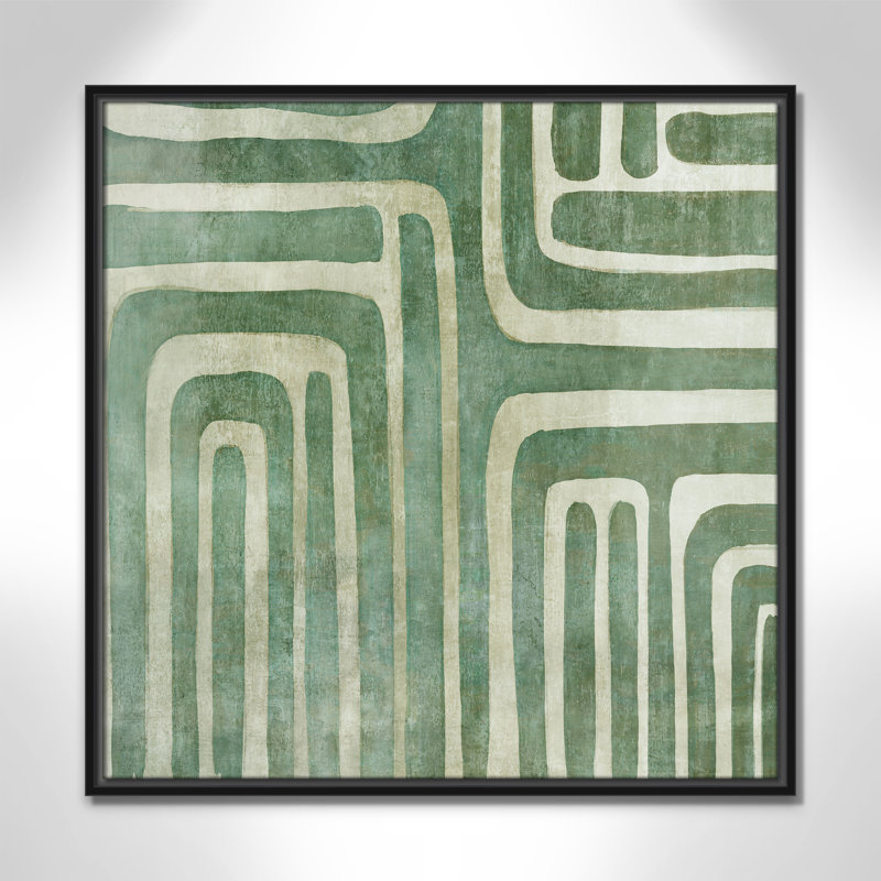 «Whimsical Green I Print» par Emma Peal, H 25,5 po x l 25,5 po x P 2 po, Cadre flottant noir