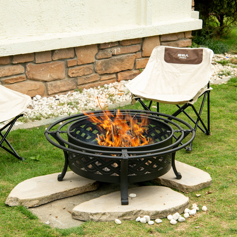 Soraida Outdoor Wood Burning Fire Pit, 19.5" H x 36" W x 36" D