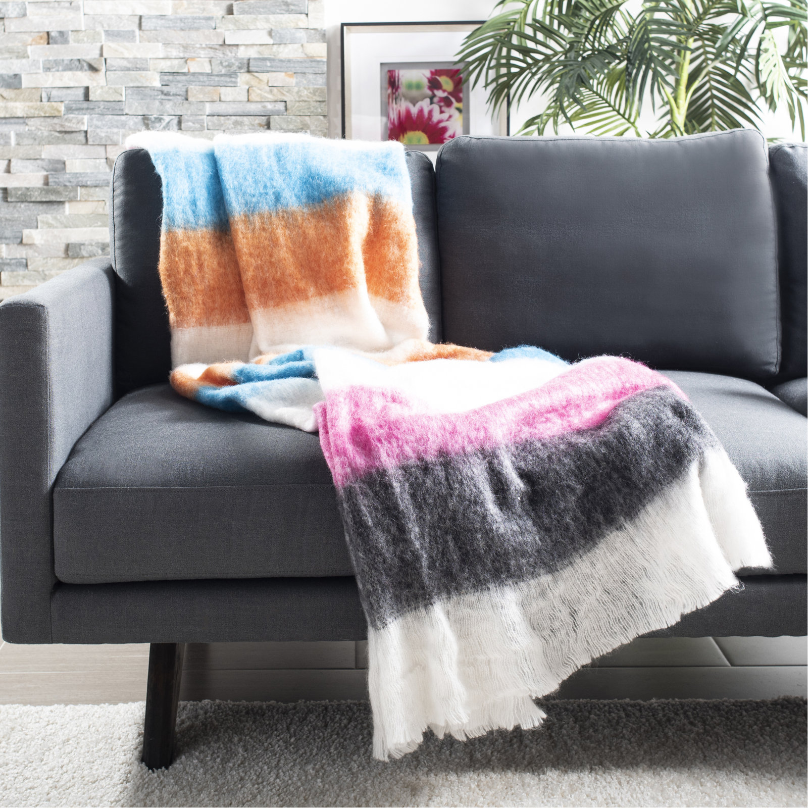 Louisa Handwoven Wool Throw Blanket, 50" W x 70" L