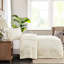Couvre-lit plissé 3 pièces en coin - grand, couleur crème, microfibre, rembourrage 100%, magnifique grand coin, plissé, charme attrayant-118640401-118640402