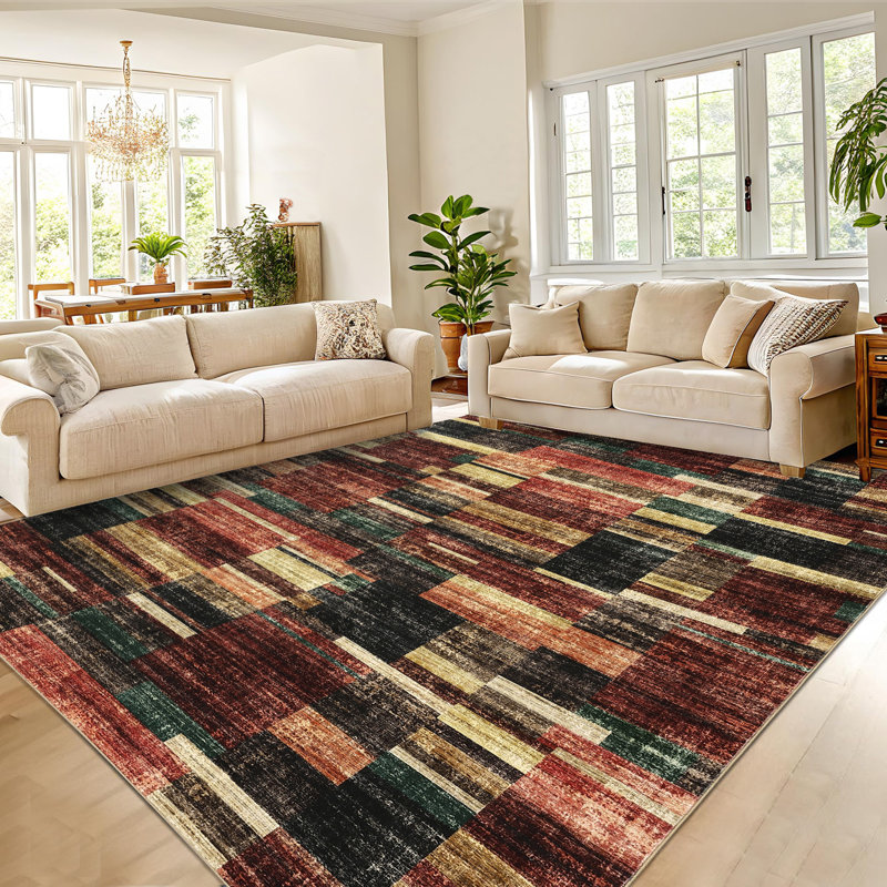 Geometric Area Rug Washable Non Slip Bedroom Rug Modern Rugs for Living Room Non Shedding Stain Resistant Carpet for Dining Room Office Classroom