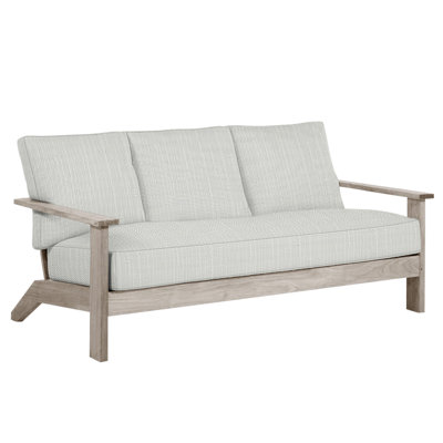 Ashland 73.12" Wide Outdoor Teak Patio Sofa with Cushions