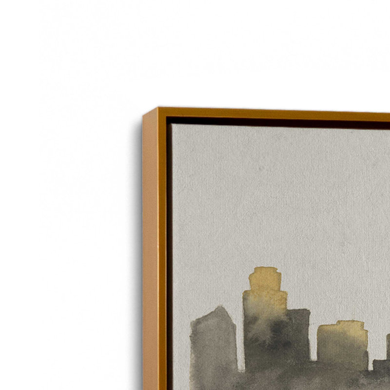 Chicago Skyline Fade, H 24,75 po x l 36,75 po, Cadre flottant, Or poli