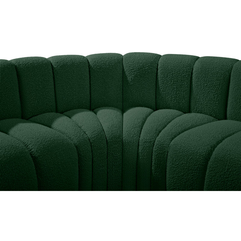Canapé et méridienne rembourrés Izelia, Tissu bouclé vert