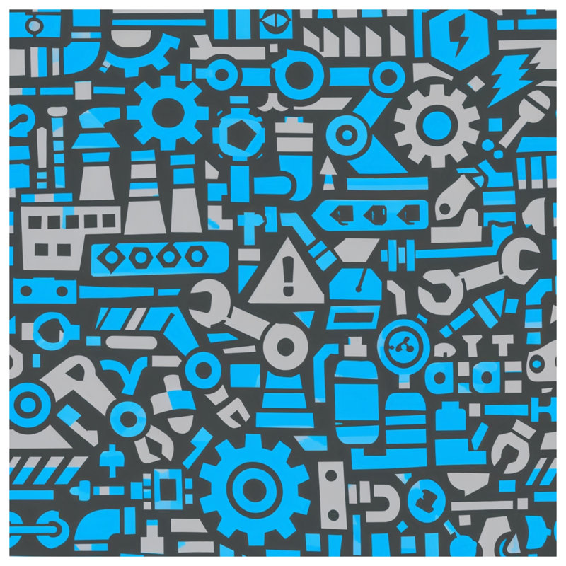 Industrial Machinery Icons Shower Curtains Extra Long, 70in W x 84in H