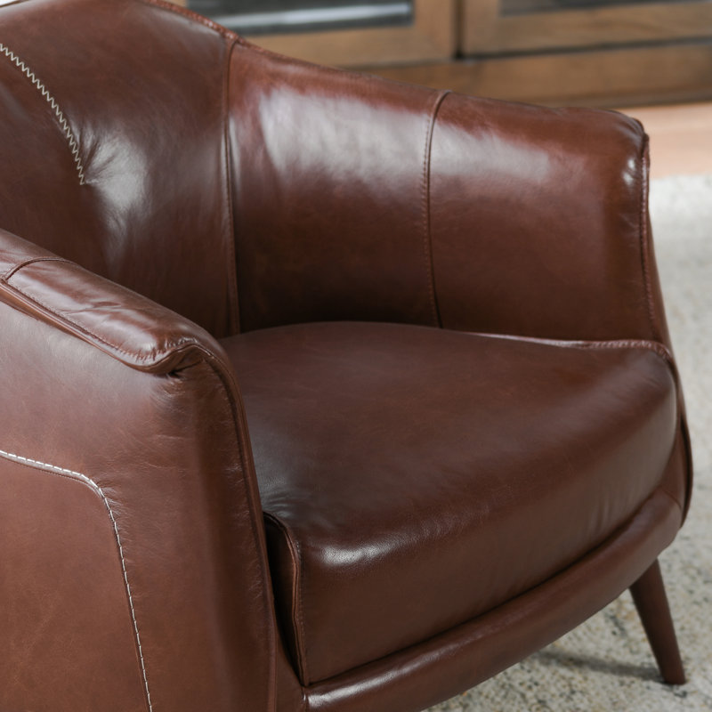 Martel Leather Accent Chair, Brown
