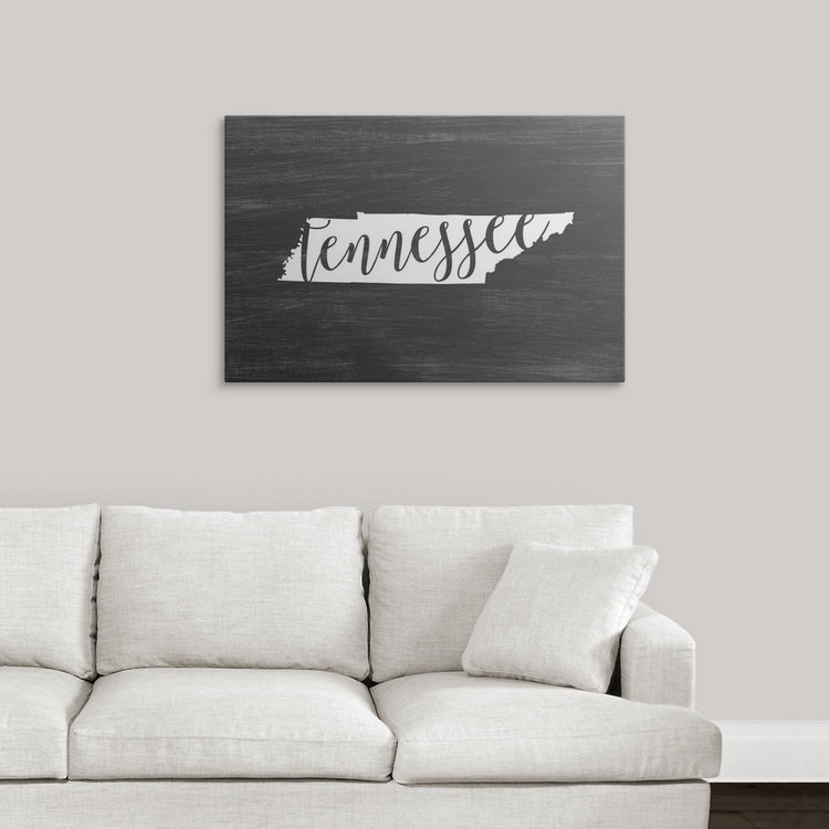 «Home State Typographie Tennessee», impression de cercle intérieur, H 16 po x l 24 po x P 1,5 po, Toile