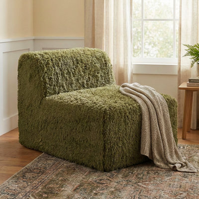 Cathryn Faux Fur Foam Modular Compressed Armless Chair