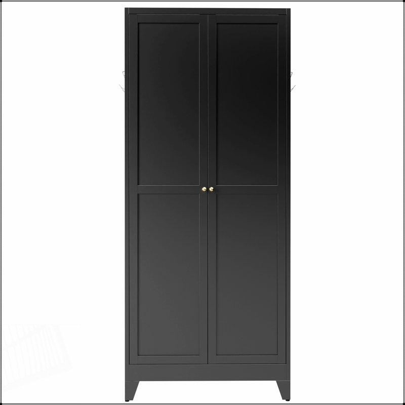 Armoire de cuisine 75 pouces en métal noir avec 5 tablettes réglables, capacité de 180 lb, idéale pour le rangement organisé dans les cuisines et les salles à manger