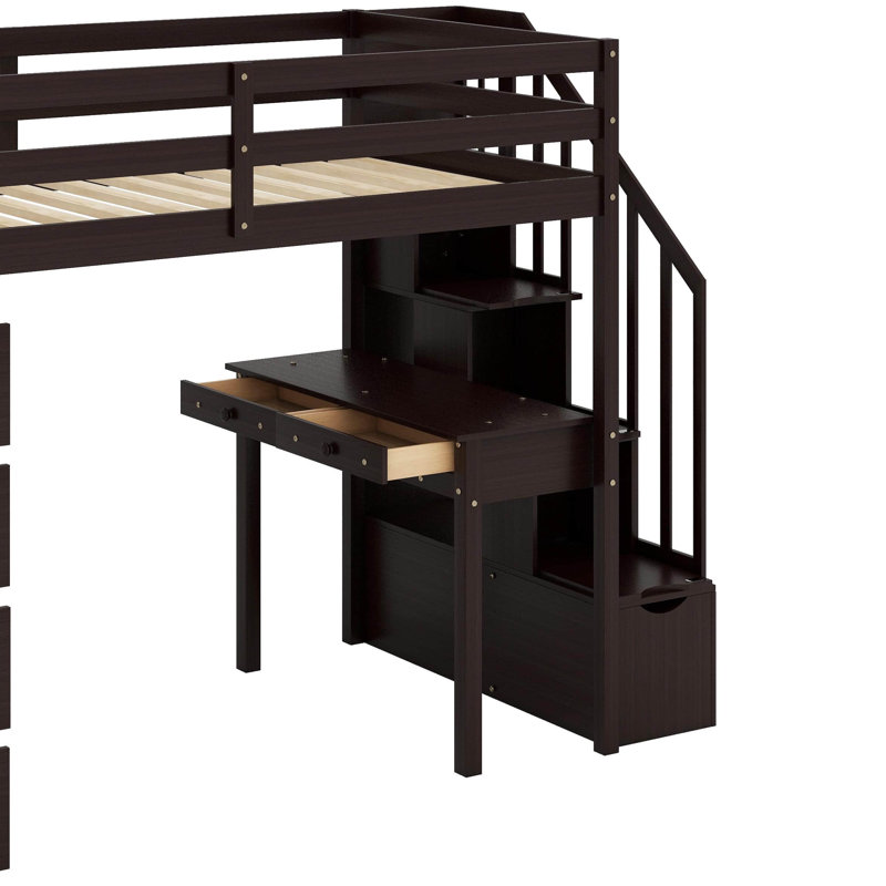Latitude Run® Twin Loft Bed With Drawers,Desk And Stairs - Wayfair Canada