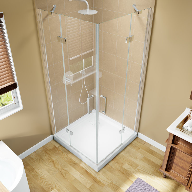 Cabine de douche à double porte sans cadre 36 po x l 36 po x P 72 po x H 72 po avec verre trempé transparent 1/4 po