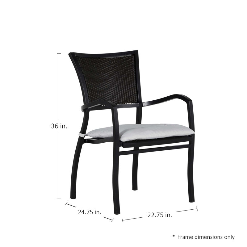 Aire Stacking Patio Dining Chair with Cushion, Aire #2 Ancient Earth/Black Walnut