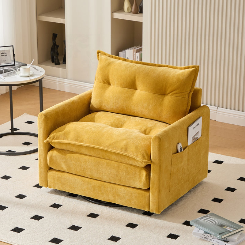 Fauteuil simple confortable avec diverses caractéristiques pratiques, Jaune moutarde