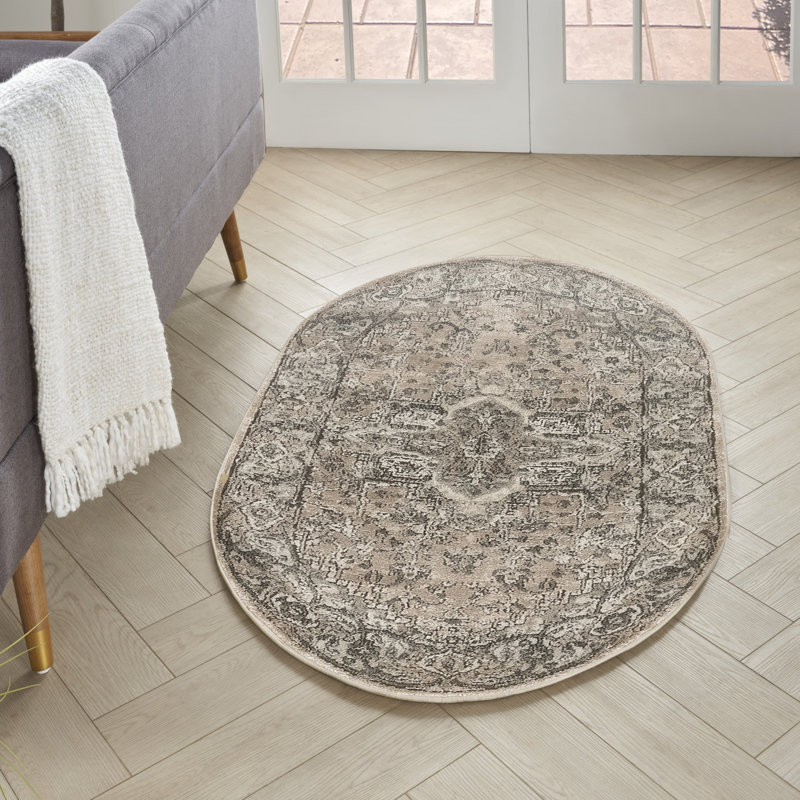 Jurado Oriental Beige/Gray Area Rug, Oval 6' x 9'