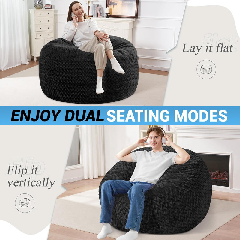 Fauteuil à billes en mousse viscoélastique 3FT, Noir, 3 pi