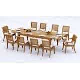 6 Seats 7 Pcs Grade-A Teak Wood Dining Set: 122" Caranas Double Extension Rectangle Table And 6 Arbor Stacking Chairs (2 Arm & 4 Armless Chairs) #11AB2902