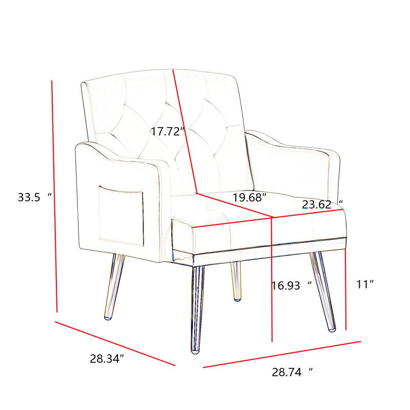 Fauteuil en velours blanc crème avec pieds en métal