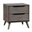 Chambre à coucher avec table de chevet moderne Mid-Century avec 2 tiroirs en bois massif gris