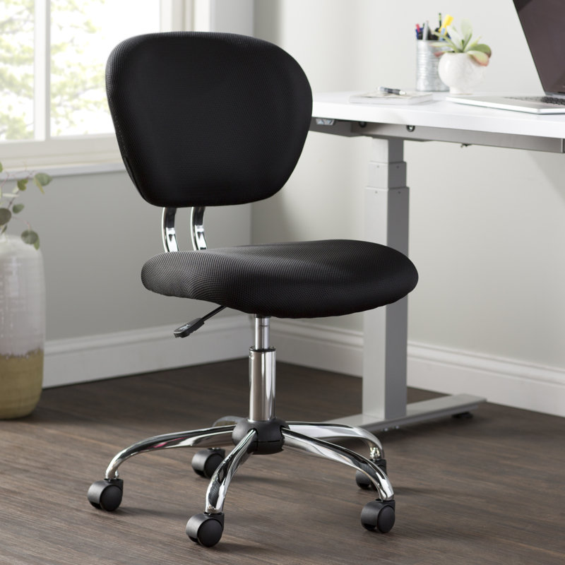 Mid-Back Mesh Padded Swivel Task Office Chair, Black, No