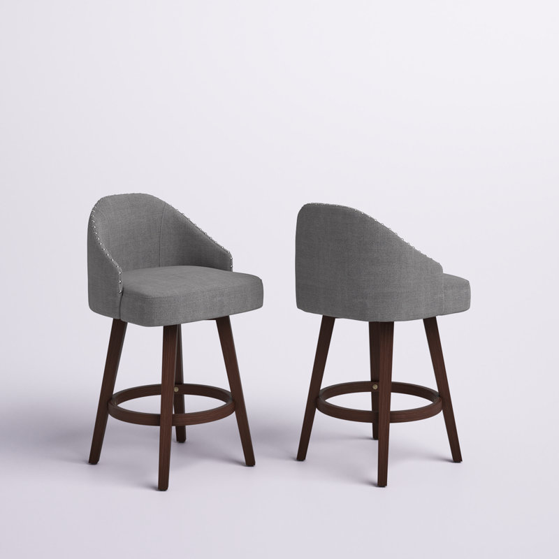 Whitt Swivel Upholstered Counter Stool, Dark Gray/Dark Brown