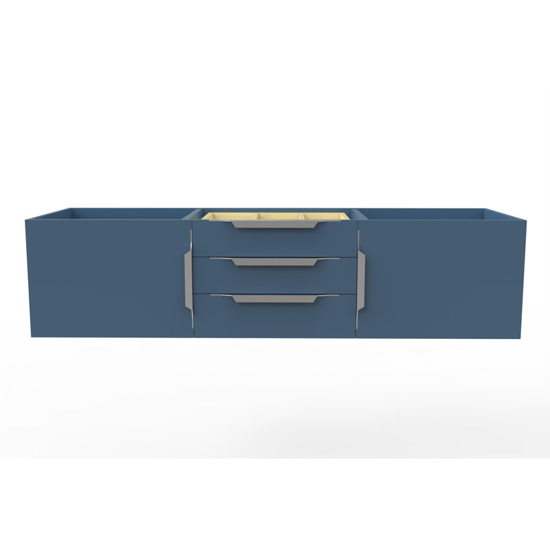 Alpine 60" Wall-Mounted Vanity Base, Blue/Chrome