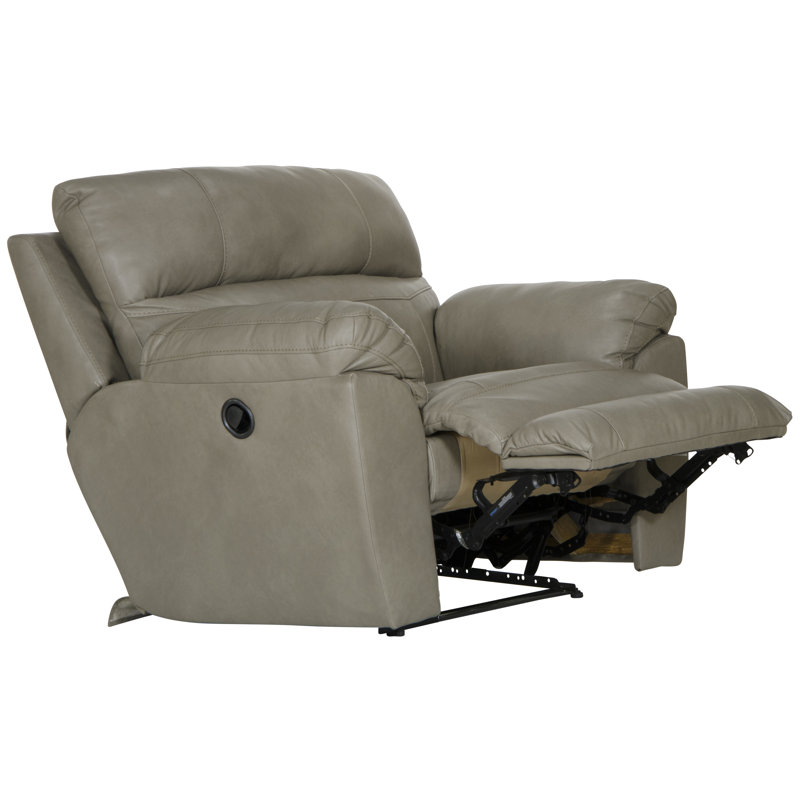 Alonii 45" Wide Leather Match Standard Recliner, Manual, Beige Leather Match