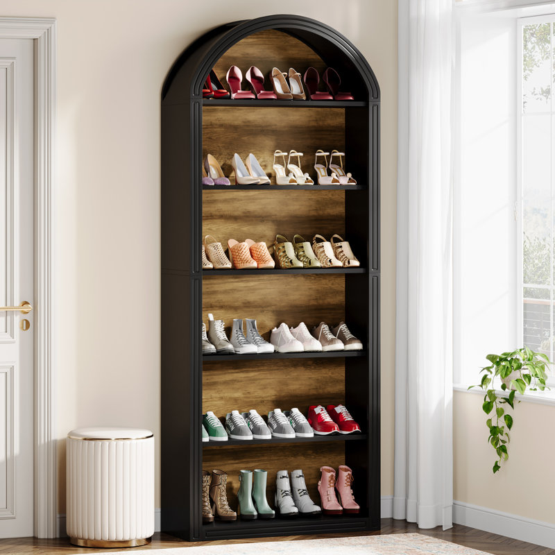 Shoe Storage Cabinet, Black, (6 Shelves) 75,98"H x 31,5"W x 11.81"D.