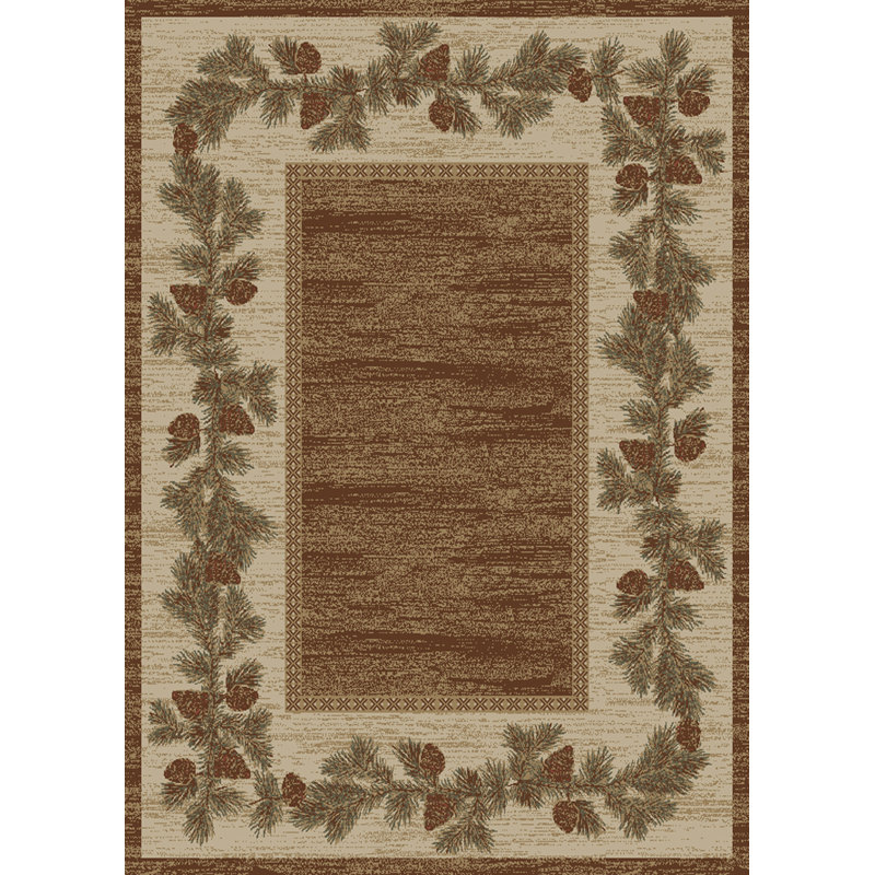 Tapis brun à motif floral Haysi, Rectangle 9 pi 2 po x 12 pi 6 po