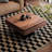 Retro Brown Adjustable Height Mahjong Table for Chinese Rules