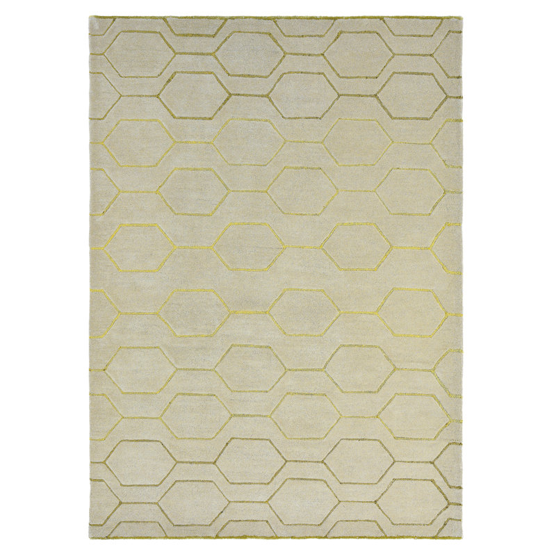 Arris Geometric Area Rug in Gray/Yellow, Rectangle 6'7" x 9'2"