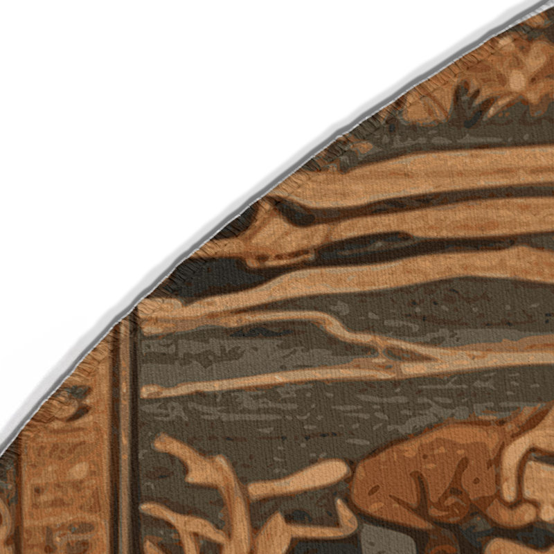 Tapis turc intérieur et extérieur brun, Rond 5 pi
