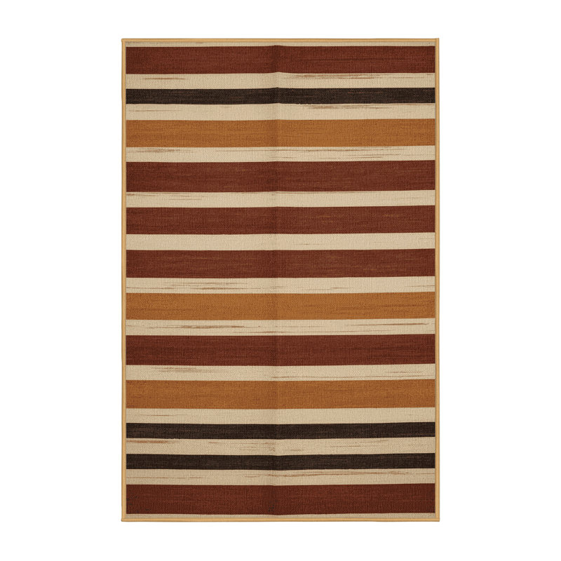  Tapis lavable rayé crème et cannelle, Tapis de couloir 2 pi x 4 pi