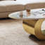 Table basse contemporaine, centre ovale en faux marbre