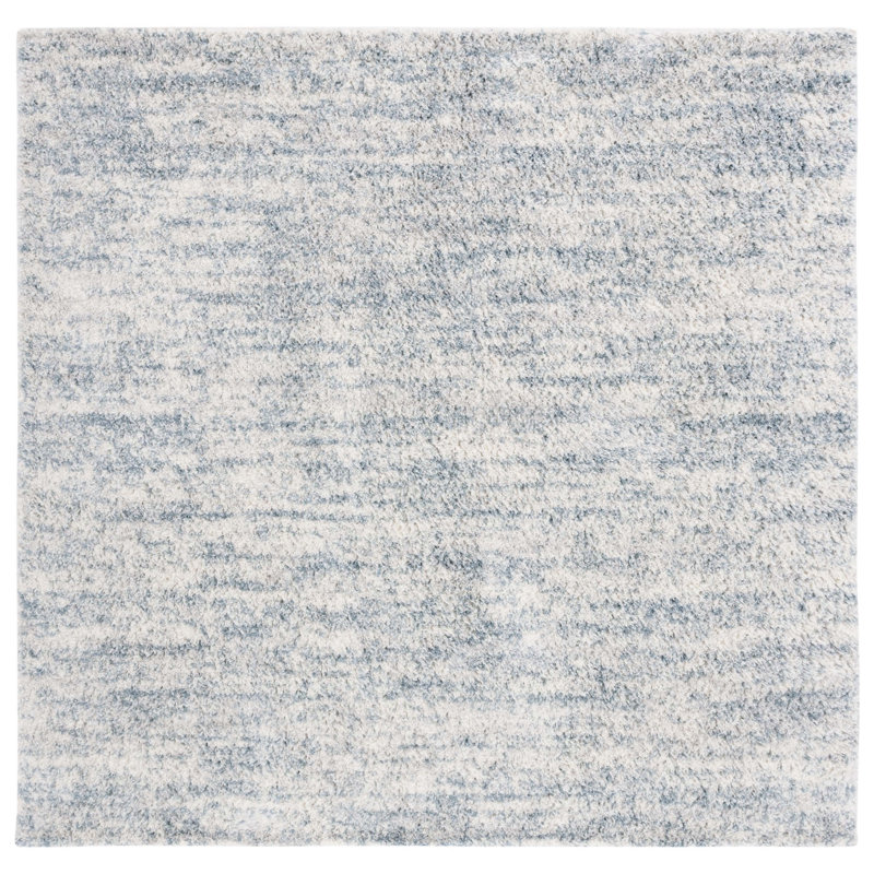 Jeremias Berber Shag 563 Area Rug In Ivory / Light Aqua, Square 4'5"