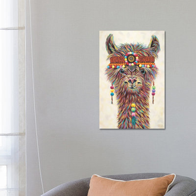 Hippie Llama II by Carolee Vitaletti - Wrapped Canvas Painting