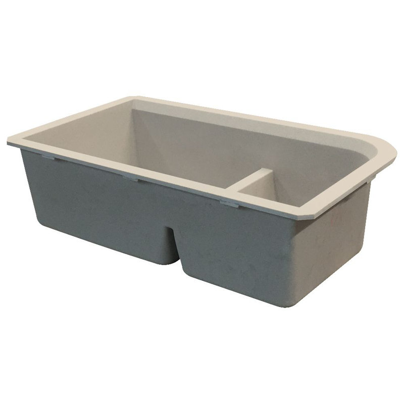 Évier de cuisine à double cuve avec filtre à panier en granite 32 po x l 19 po Radius, Café latté