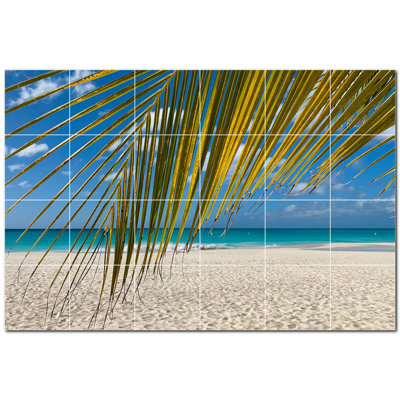 Beach Photo 4.25'' x 4.25'' Satin Ceramic Decorative Mural
