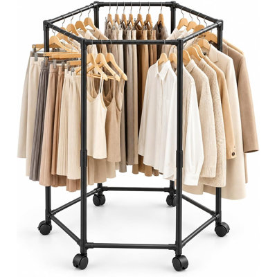 Clothes Hanger Rack with Wheels for Hanging and Drying Clothes