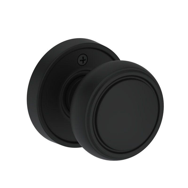 Bremerton Passage Knob with Recessed Round Rose in Polished Chrome, Matte Black